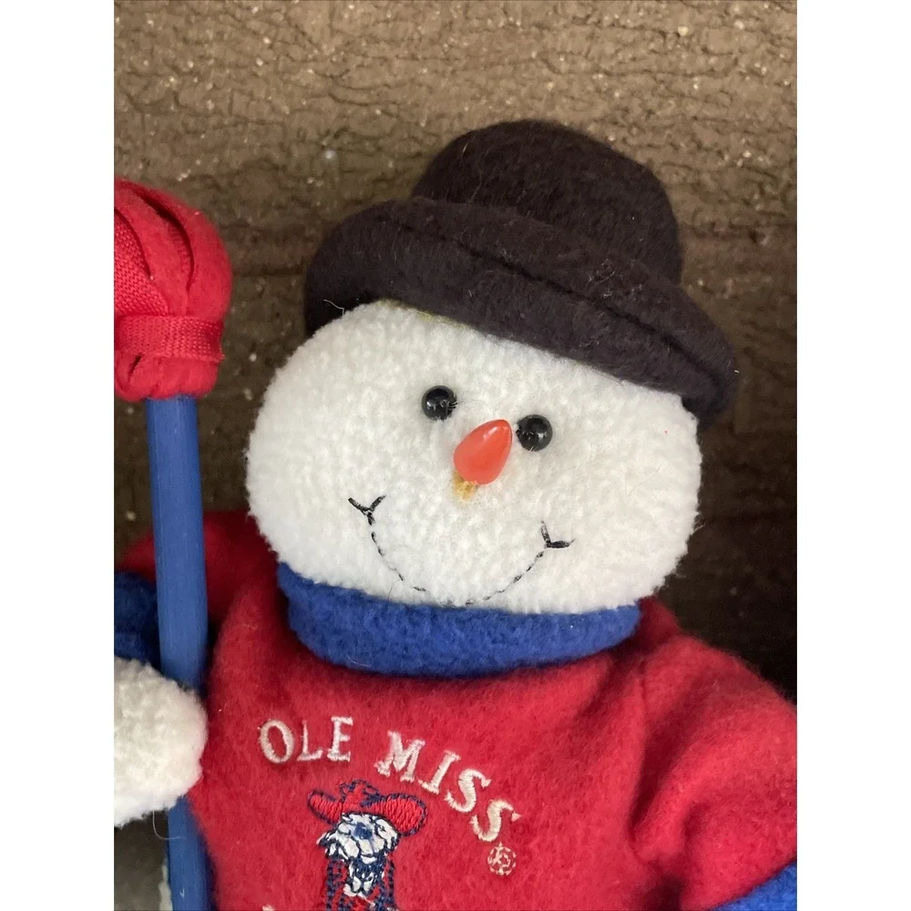 Vintage Ole Miss Rebels Holiday Wreath Christmas Snowmen College Football Rare.